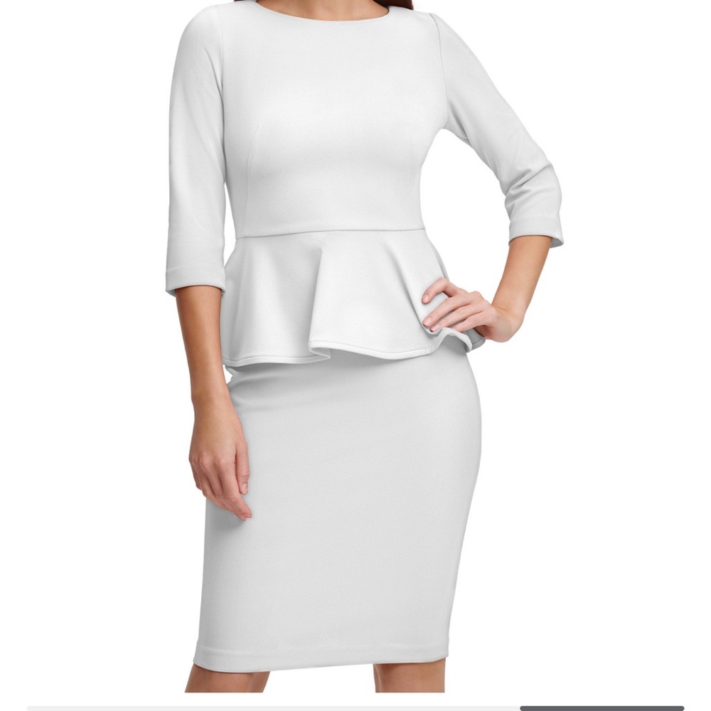 Calvin Klein white peplum dress size 16 NWOT